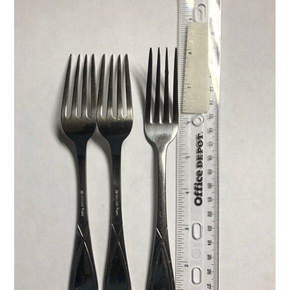 Set of 3 Vista by Wallace Silver Dinner Forks 18 8 Glossy flatware Ribbon Lot - Picture 6 of 6